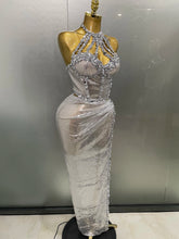 Sexy Luxury Shiny Diamond Sequins Cocktail Dress 2Pcs Set 2025New Women Evening Celebrate Birthday Party Nightclub Stage costume